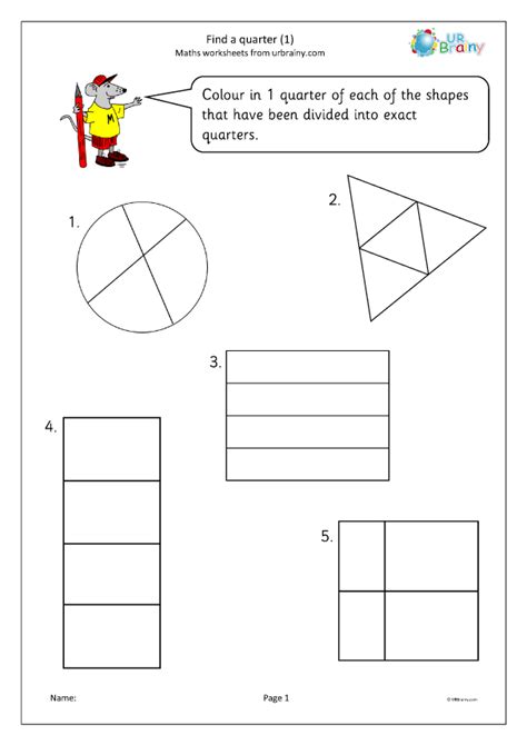 Find A Quarter 1 Fraction Worksheets For Year 1 Age 5 6 By