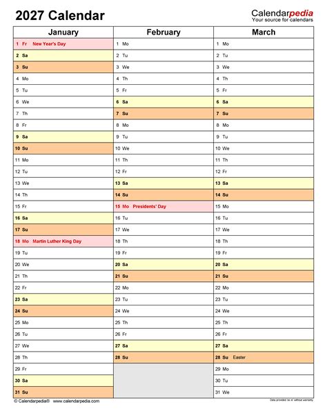 2027 Calendar Free Printable Excel Templates Calendarpedia