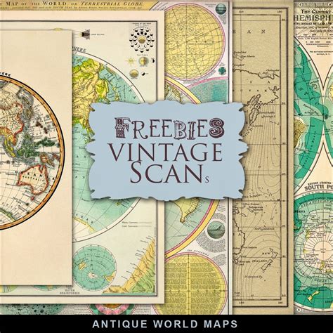 New Freebies Kit Of Antique World Maps Antique World Map Map Art