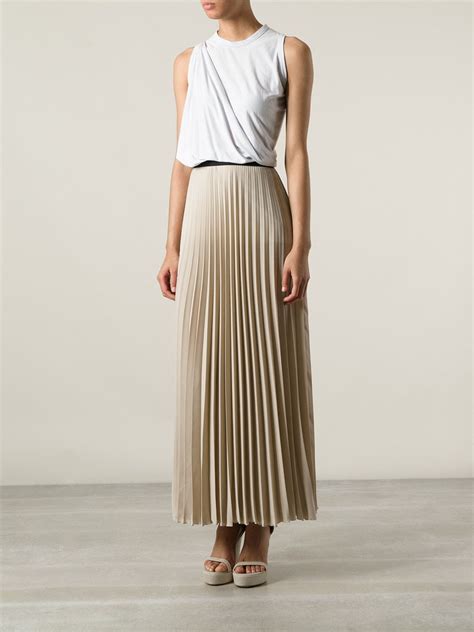 Lyst Parosh Long Pleated Skirt In Natural
