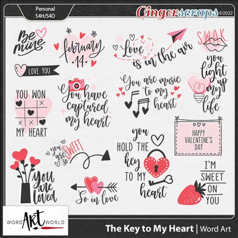 The Key To My Heart Word Art By Word Art World