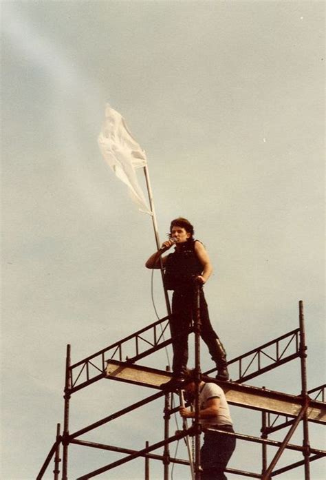 Bono At The Us Festival In 1983 He Used To Climb To The Top Of The