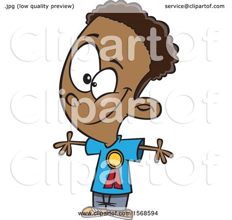 Download Clipart of a Cartoon Black Boy Wearing a Student of the Month Ribbon - Royalty Free Vector ...