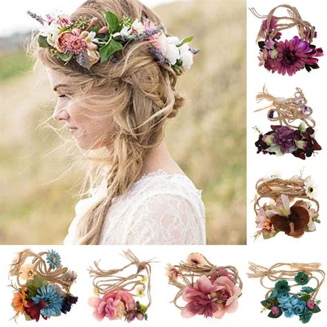 Bridal Bohemian Style Rose Flower Crown Headband Quality Wreath Women Hair Accessories Beach
