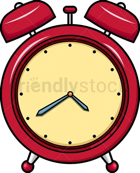 Red Vintage Alarm Clock Icon Cartoon Vector Clipart FriendlyStock
