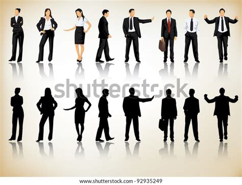 Collection Business People Silhouettes Different Positions Stock Vector