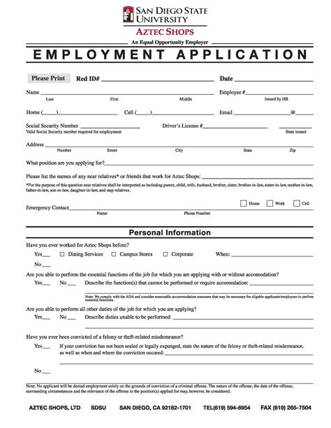 Free Printable Job Application Forms Template Printable Templates