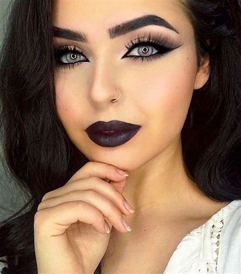 Pin By Anna Teves On Make Up Looks Black Lipstick Makeup Black Lips