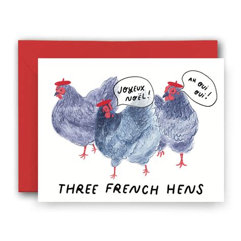 Three French Hens Christmas Card Finch And Flourish