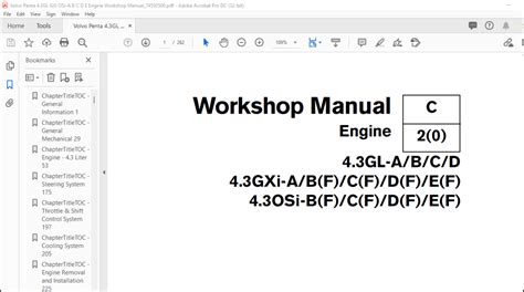 Volvo Penta 43gl Gxi Osi A B C D E Engine Workshop Manual74550500