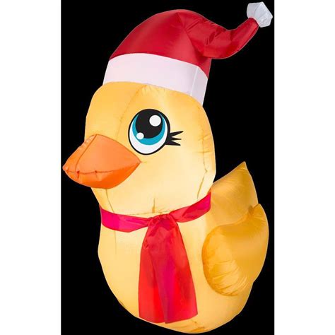 Gemmy 3 Ft H Inflatable Rubber Ducky Santa 36518x The Home Depot