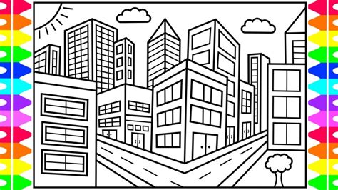 How To Draw A City For Kids 💙💖💚city Drawing For Kids City Coloring