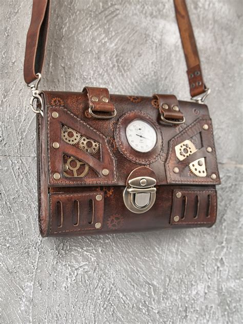 Steampunk Crossbody Bag Leather Woman Handbag Vintage Style Etsy