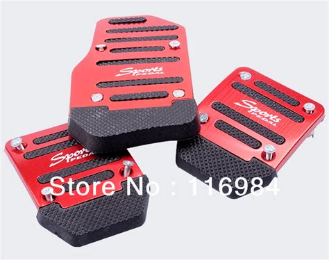 1set Red Non Slip Universal Car Racing Sports Pedals And Accelerator