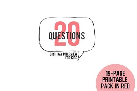 Items Similar To 20 Questions Birthday Interview For Kids Printable