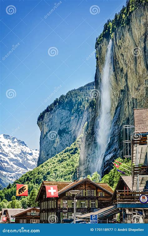 Alpine Village In Bernese Highlands Region Of Switzerland Editorial