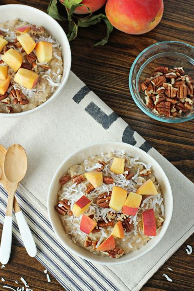 Peach Pecan And Coconut Oatmeal Cook Nourish Bliss