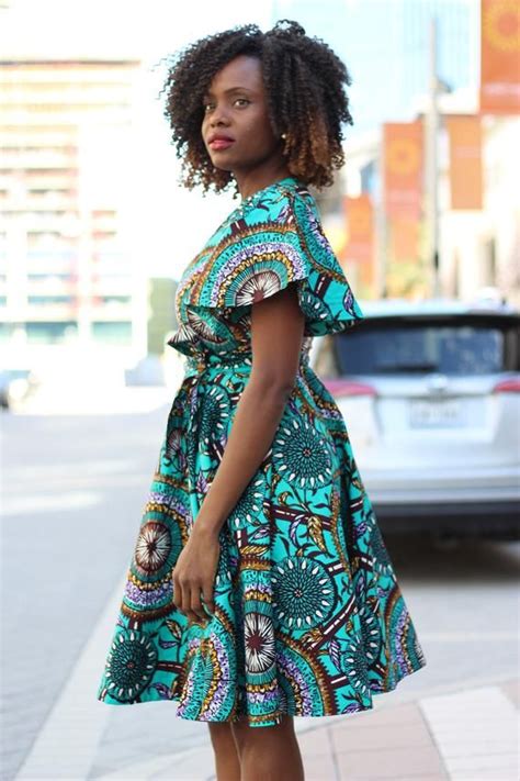 Cecey African Print Wrap Dress Teal Etsy African Print Dresses African Dresses For Women