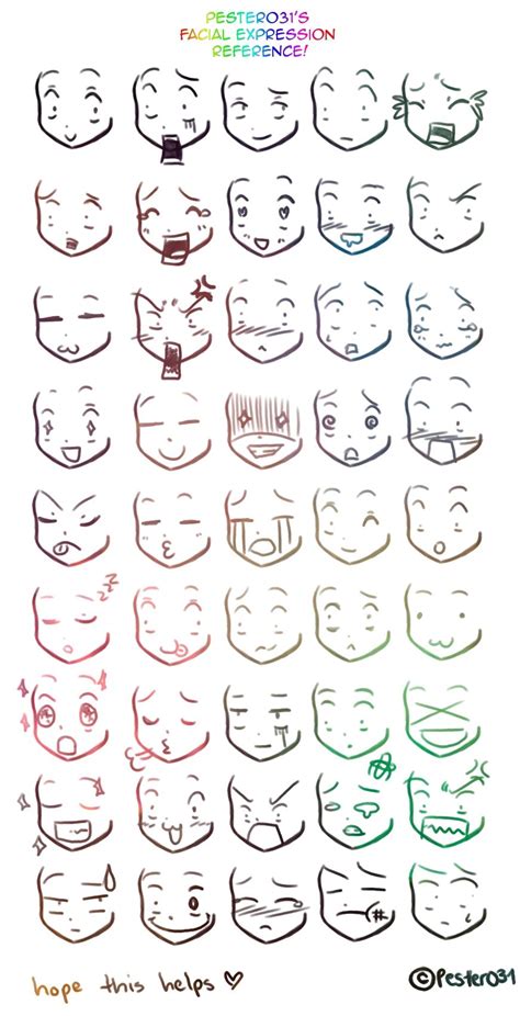 Anime Expressions Reference By Pester Deviantart Com Anime Drawings Tutorials Anime