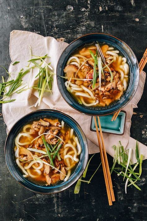 Udon Noodle Soup With Chicken And Mushrooms Recipe Udon Noodle Soup
