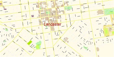Lancaster Pennsylvania Pdf Map Vector Exact City Plan Detailed Street