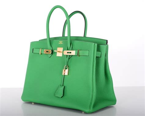 New Color For Spring Hermes Birkin Bag 35cm In Bamboo Green With Gold