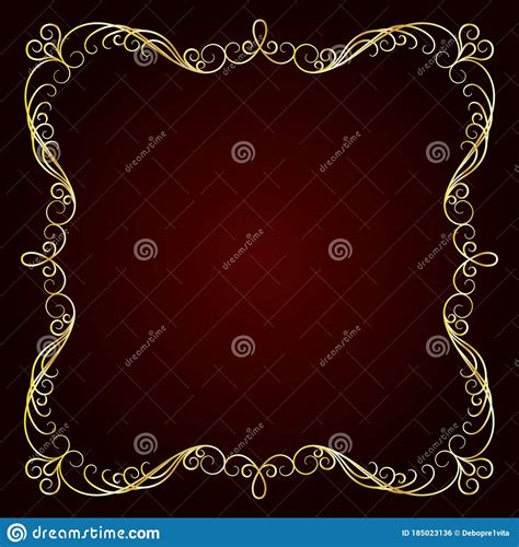 Vintage Gold Frame Decorative Vector Frame With Place For Text Stock