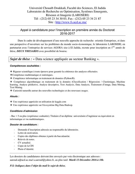 Lettre De Motivation Thèse De Doctorat Mathématiques