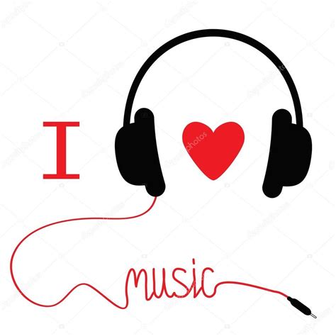 Baixar Fones de ouvido com fio vermelho e o coração Eu amo música
