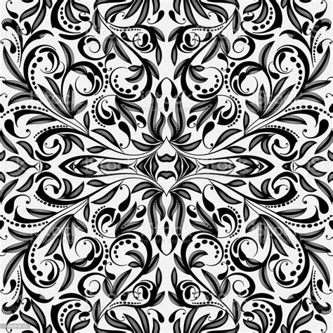 Elegance Black And White Paisley Seamless Pattern Vector