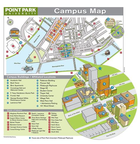 Point Park Campus Map Contextual Map With 3d Building Zoom Campus