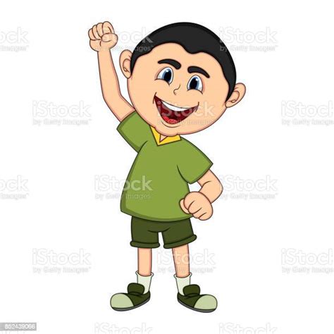 Boy Raised His Hand Cartoon Stock Illustration Download Image Now