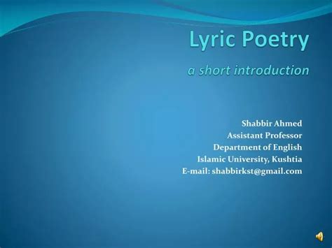 Ppt Lyric Poetry A Short Introduction Powerpoint Presentation Free