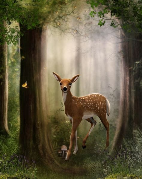 Bambi Deer In Enchanted Forest Wall Mural Wallpaper