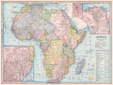 Historic Map 1899 Africa Vintage Wall Art Africa Map Map