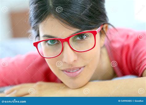 Portrait Of Smart Lady Wearing Eyeglasses Stock Image Image Of Smart Eyesight 54990485