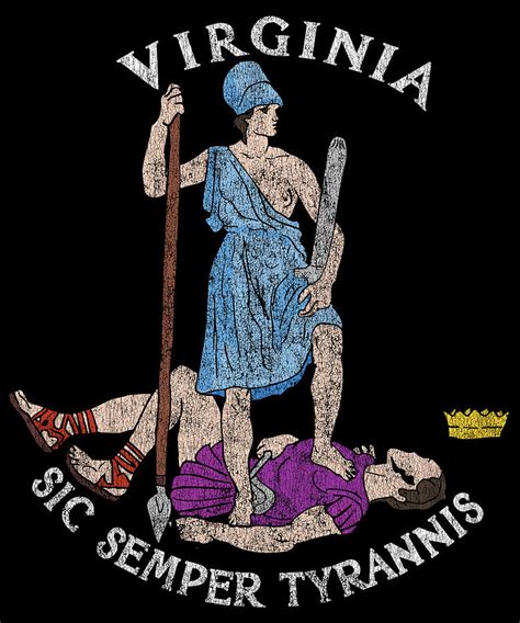 Retro Seal Of Virginia Sic Semper Tyrannis Digital Art By Flippin Sweet Gear Fine Art America