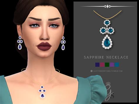 Sapphire Necklace Glitterberry Sims Sapphire Necklace Necklace