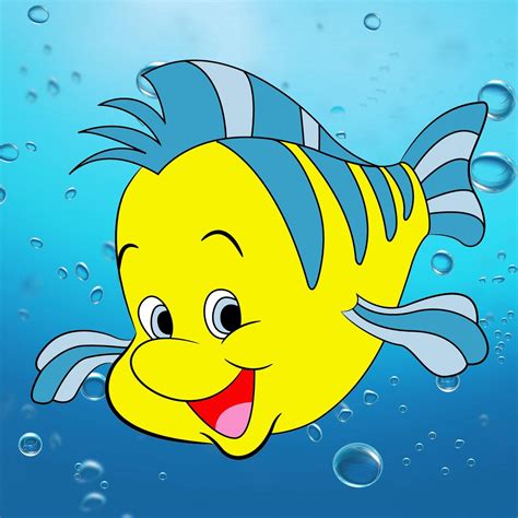 How To Draw Flounder From The Little Mermaid With Images Little