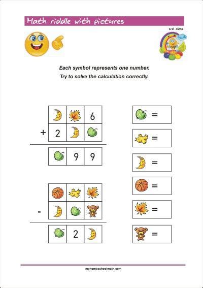 Math Riddle With Pictures In 2020 Math Worksheets Learning Math 3rd