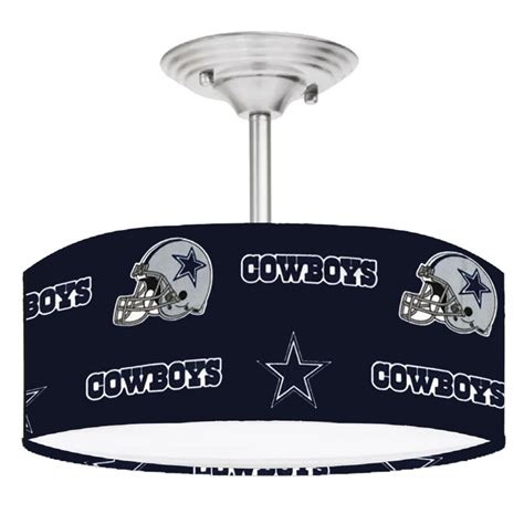 Dallas Cowboys Nfl Football 2 Light Brushed Nickel Drum Style Led Lamp