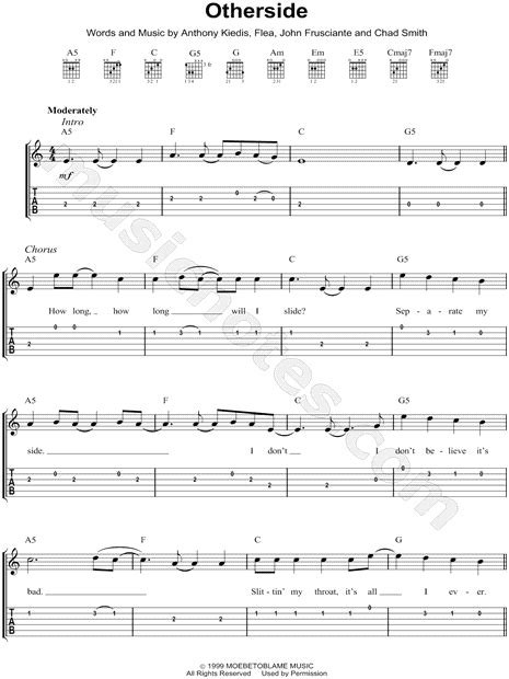 Red Hot Chili Peppers Otherside Guitar Tab In A Minor Download