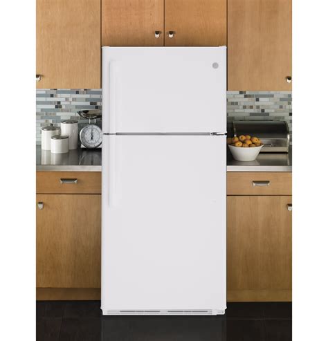 Ge White Top Freezer Refrigerator 18 Cu Ft Gts18ftlkww Leons