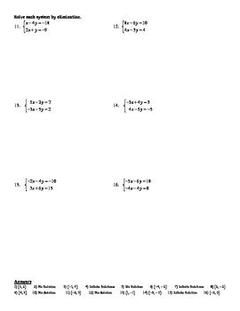 Pair the new equations together and eliminate one more variable. Holt Algebra 6.3C Solving Systems by Elimination (# of sol ...
