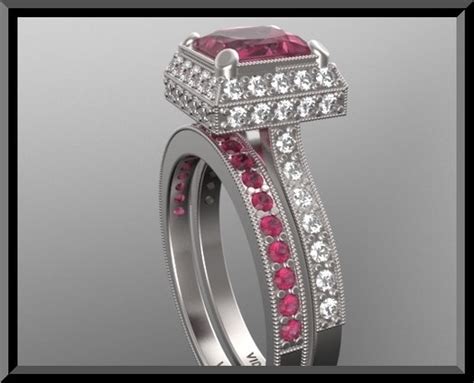 Ruby Diamond Wedding Ring Set Vidar Jewelry Unique Custom