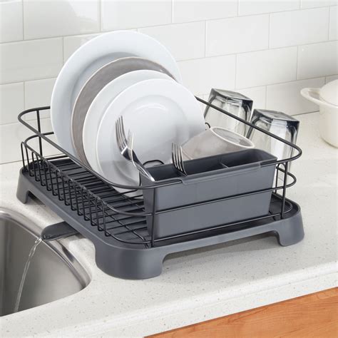 Mdesign Large Kitchen Counter Dish Drying Rack With Swivel Spout Ebay