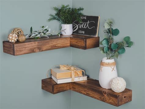 Free Shipping Easy Install Corner Shelf Shelves Rustic Etsy Corner