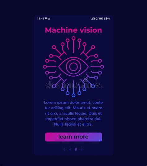 Machine Vision Vector Banner With Line Icon Stock Vector Illustration