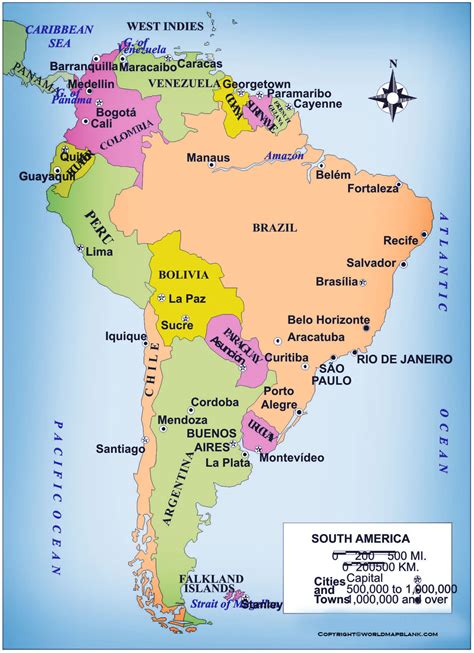 South America Political Map Map Of South America Political