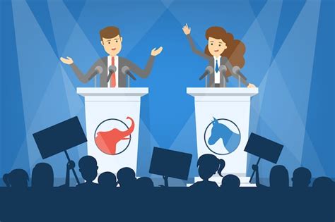 Concepto De Debate Candidato A Presidente En La Tribuna Discurso Político Elecciones